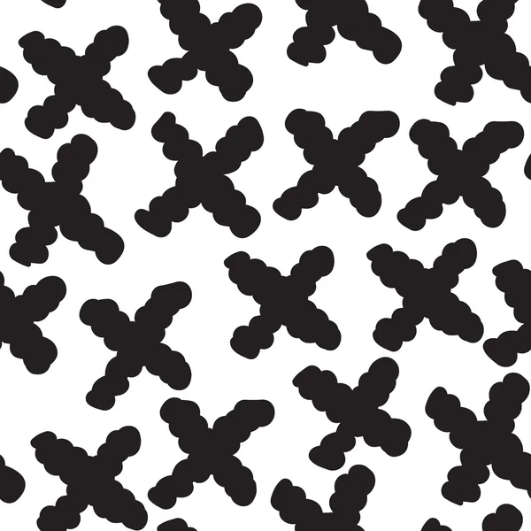 Vector hand-painted seamless pattern with cross, abstract doodle — Stockvector