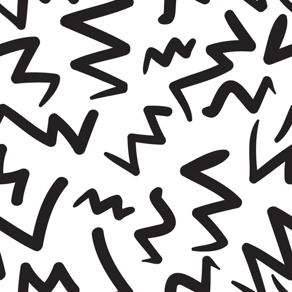 Vector hand-painted seamless pattern with zig-zag, abstract dood — Stok Vektör