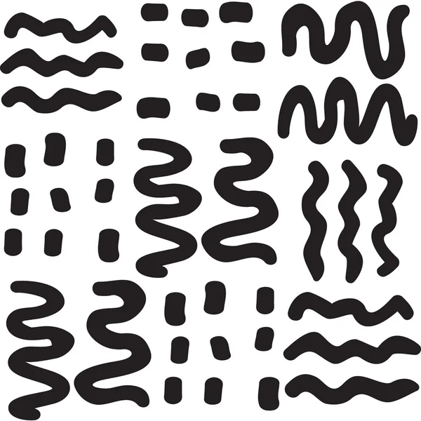Vector hand-painted seamless pattern with wavy lines, border, st — ストックベクタ