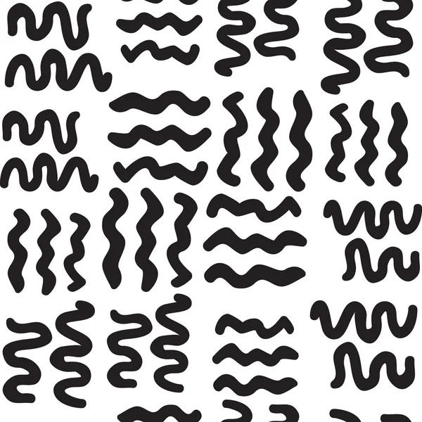 Vector hand-painted seamless pattern with wavy lines, border, st — 图库矢量图片