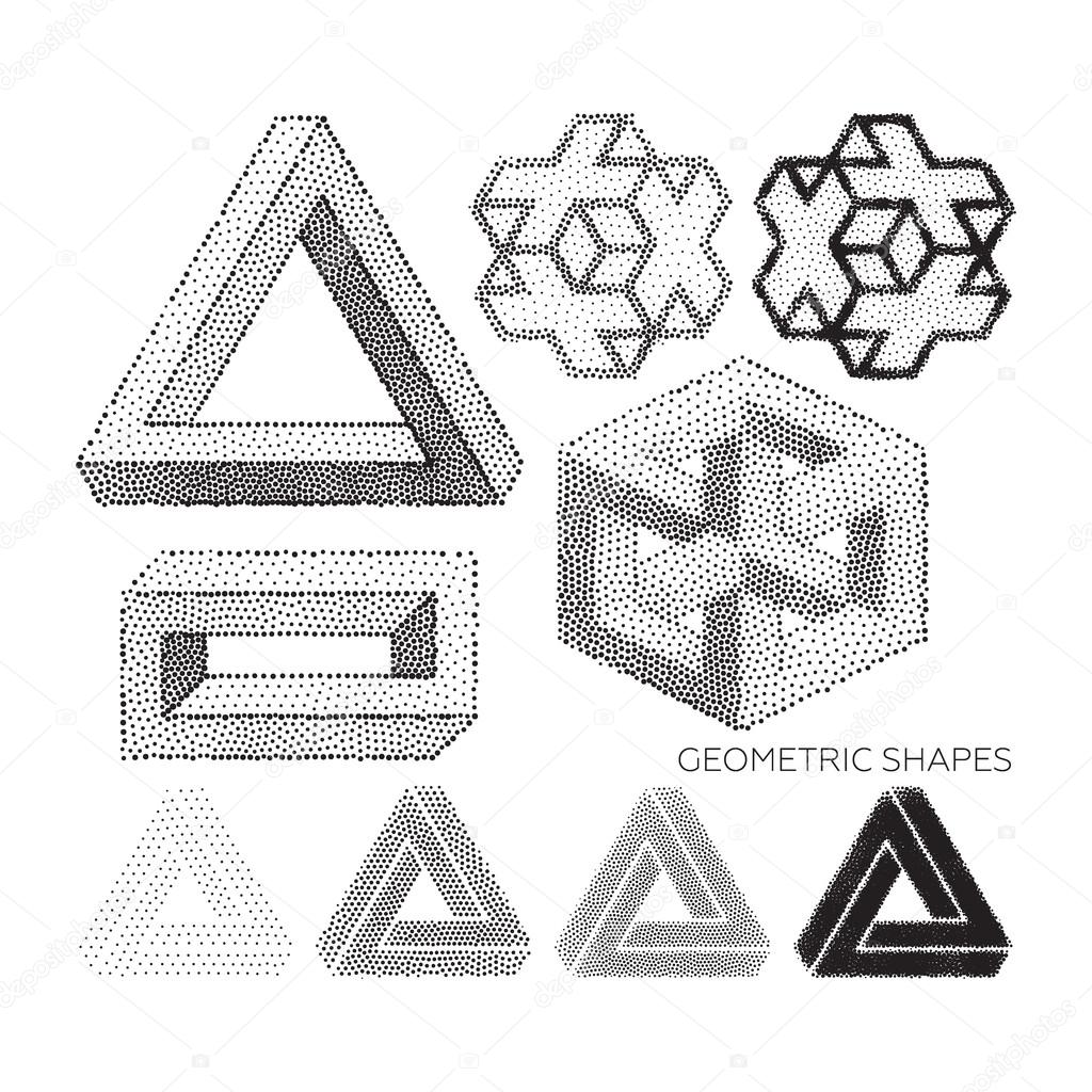 Big set of stylized geometric shapes. Design elements perfectly complement creative projects