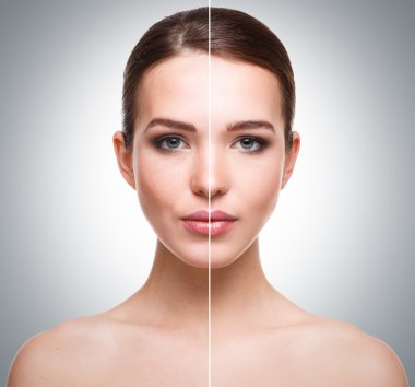  face before and after retouch clipart