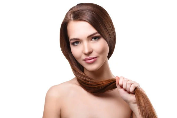 健康的な茶色の髪を持つ女性 — ストック写真