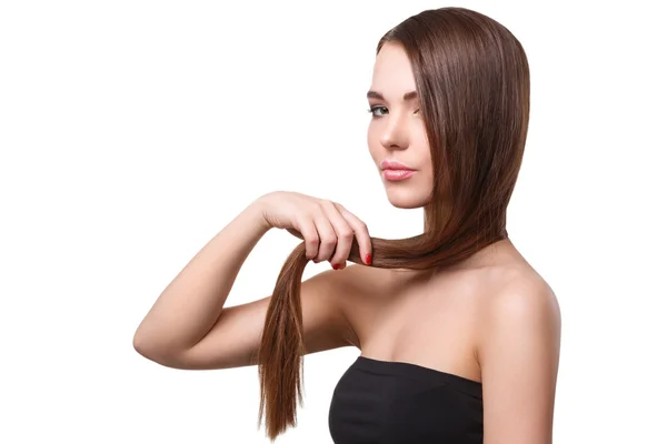 健康的な茶色の髪を持つ女性 — ストック写真
