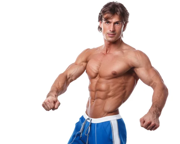 Muskulöser Mann mit Bizeps — Stockfoto