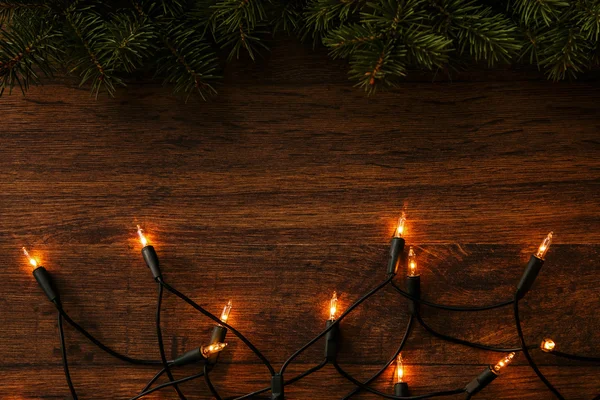 Kerstverlichting en deelgebieden van de spar — Stockfoto