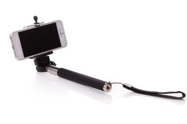 Smart phone on a selfie stick clipart