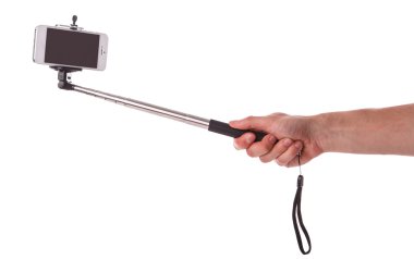 Smart phone on a selfie stick clipart