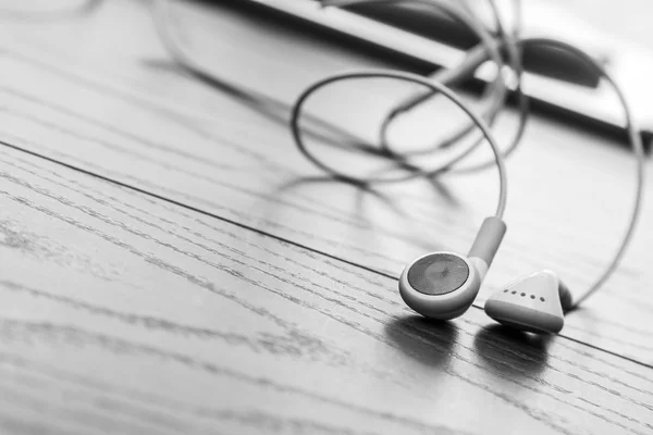 White earphones close up — Stock Photo, Image