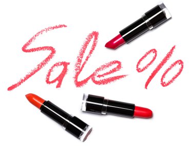 Satılık yazı ile kırmızı ruj