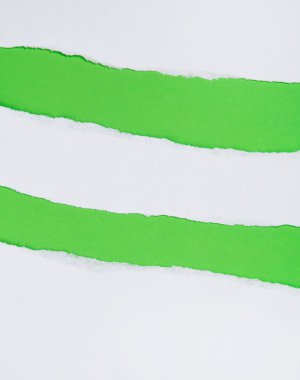 Yeşil arka plan üzerinde yırtık kağıt