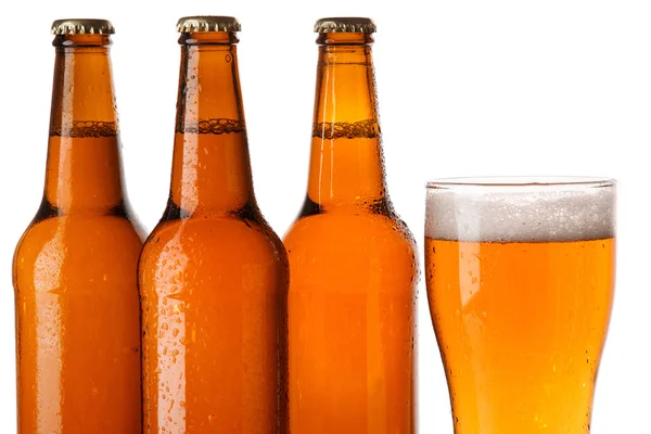 Bottles and glass of beer — Stock Photo, Image