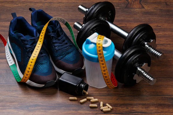 Diferentes itens para fitness — Fotografia de Stock