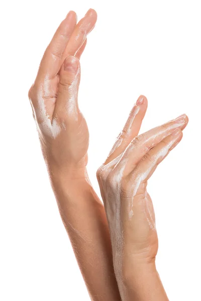 Eller ve nemlendirici krem — Stok fotoğraf