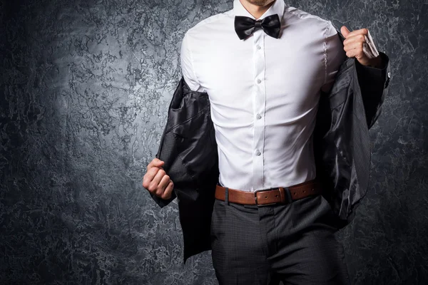 Stylish man in suit with bow tie — Stock Photo, Image