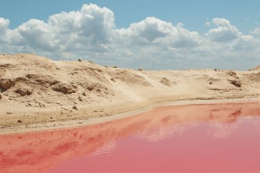 Real pink salt lake in the Yucatan, Mexico clipart