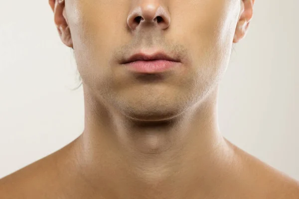 Άνδρες Φροντίδα Του Δέρματος Και Ομορφιά Κοντινό Πλάνο Του Φρεσκοξυρισμένου — Φωτογραφία Αρχείου