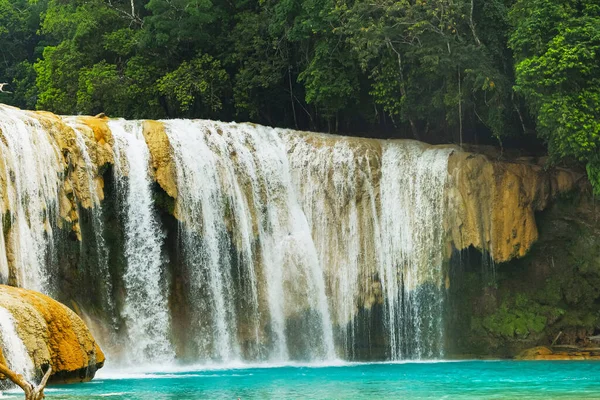 Piękny Wodospad Agua Azul Chiapas Meksyk — Zdjęcie stockowe