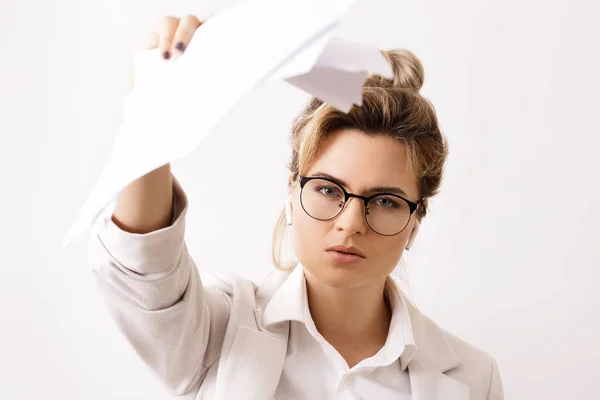 Mujeres Líderes Los Negocios Mujer Disgustada Jefe Está Ordenando Arreglar — Foto de Stock