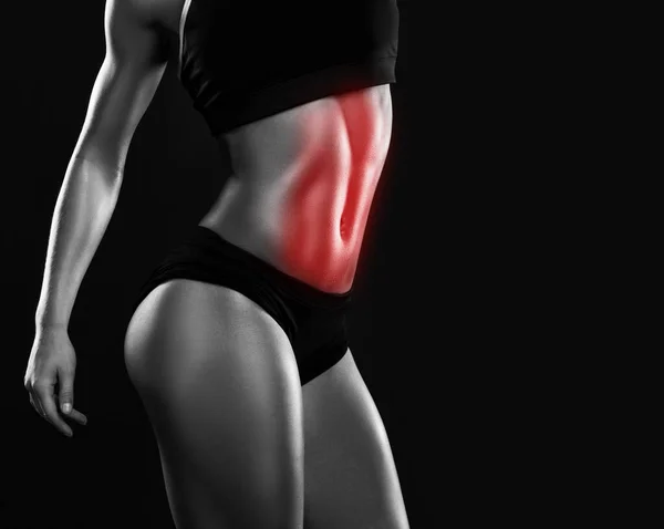 Especialización Para Músculos Abdominales Musculación Mujer Joven Fitness Con Vientre —  Fotos de Stock