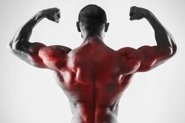 Specialization Back Muscles Bodybuilidng Muscular Man Showing His Strong Body — Stock Photo, Image