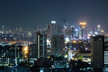Modern gece manzarası Bangkok şehri