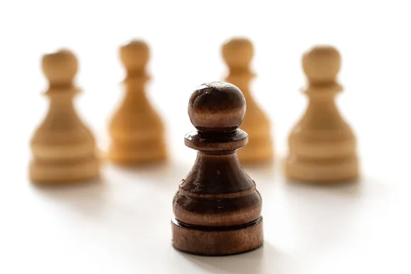 One Black Chess Pawn Whites Concept Racism Discrimination — Stock Photo, Image