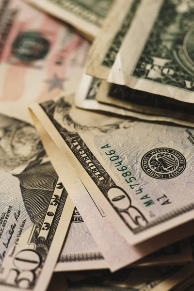 Close Different Dollar Bills — Stock Photo, Image