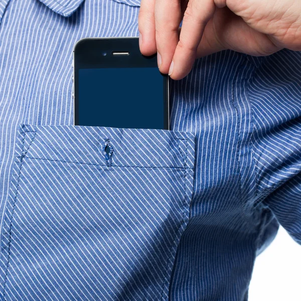 Smartphone in a pocket — Stock Photo, Image