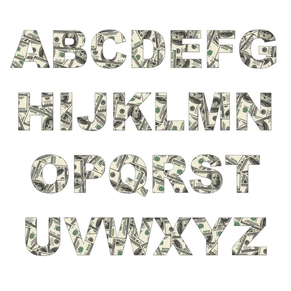 Latters of alphabet made of dollars — Stock Photo, Image