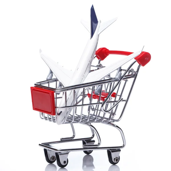 Aircraft in shopping trolley — Stock Photo, Image