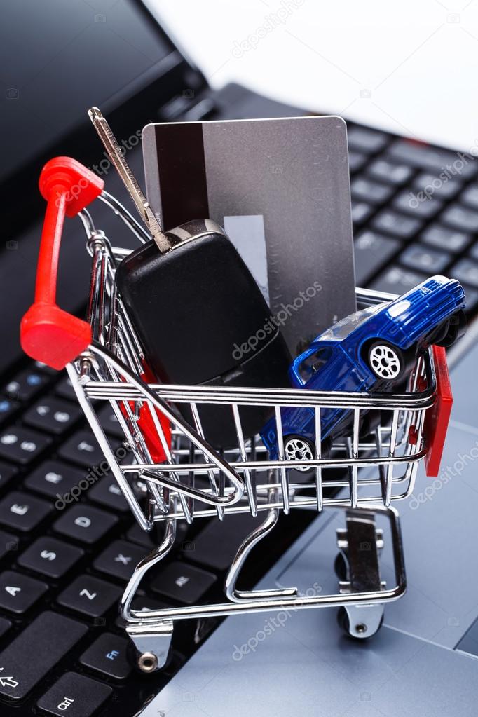 Car and key in shopping trolley