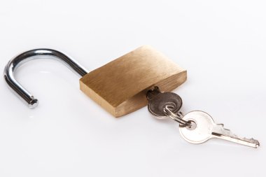 Beyaz arkaplanda asma kilit