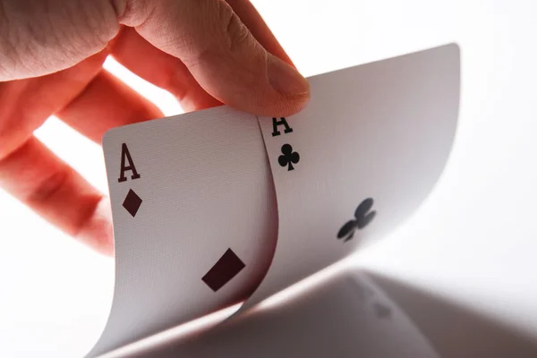 Man holding aces in hand — Stock Photo, Image