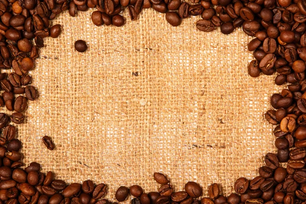 Coffee and sackcloth — Stock Photo, Image