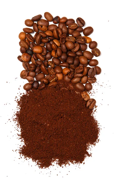 Ground coffee and beans — Stock Photo, Image