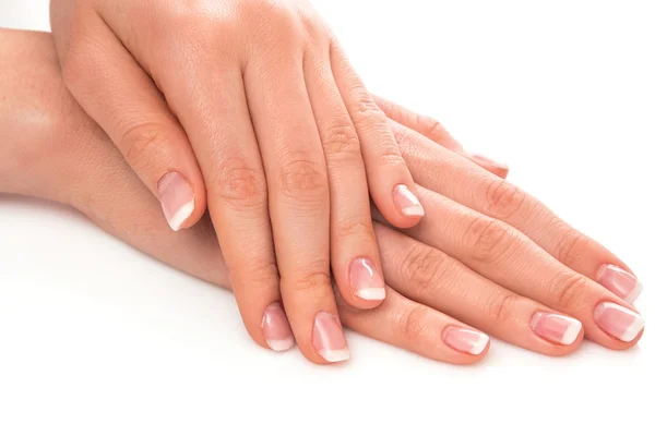 Hands with french manicure — Stock Photo, Image