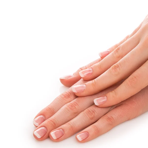 Hands with french manicure — Stock Photo, Image