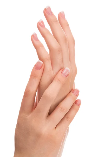 Ręce z Francuski manicure — Zdjęcie stockowe