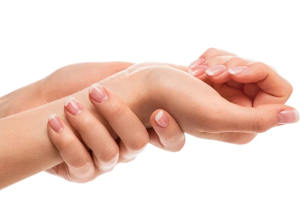 Hands with french manicure — Stock Photo, Image