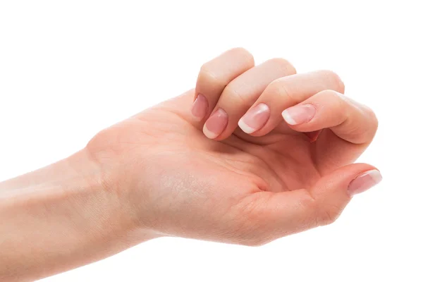 Mão com manicure francês — Fotografia de Stock