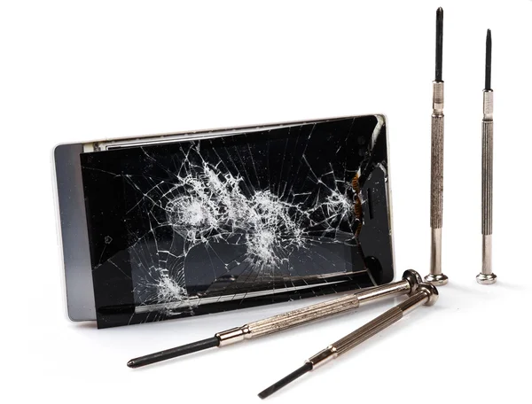 Smartphone with cracked display — Stock Photo, Image