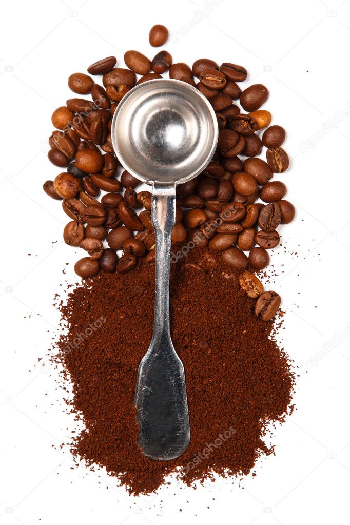 Ground coffee and beans 