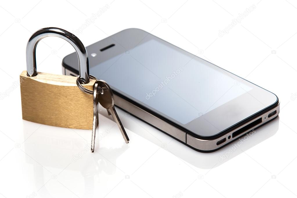 Smartphone and padlock