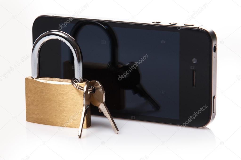 Smartphone and padlock