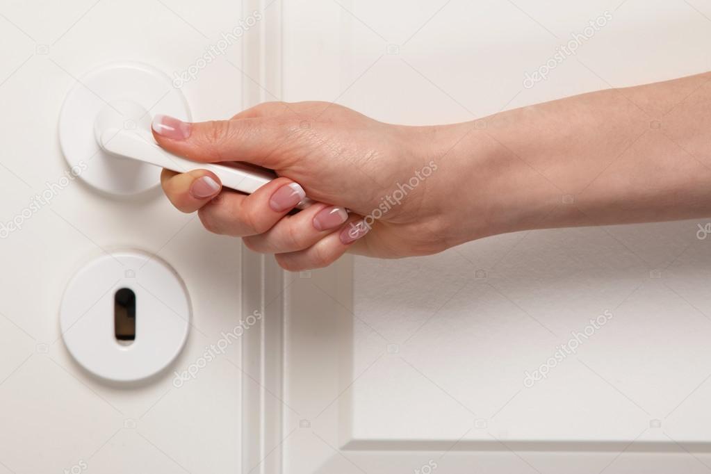 Female Hand On Door Handle Stock Photo C Ay Photo 66959003