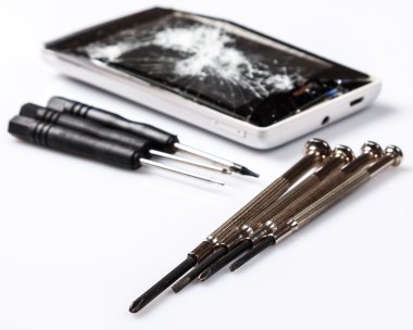 kırık ekran ile Smartphone