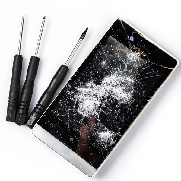 Smartphone with cracked display — Stock Photo, Image