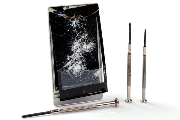 Smartphone with cracked display — Stock Photo, Image