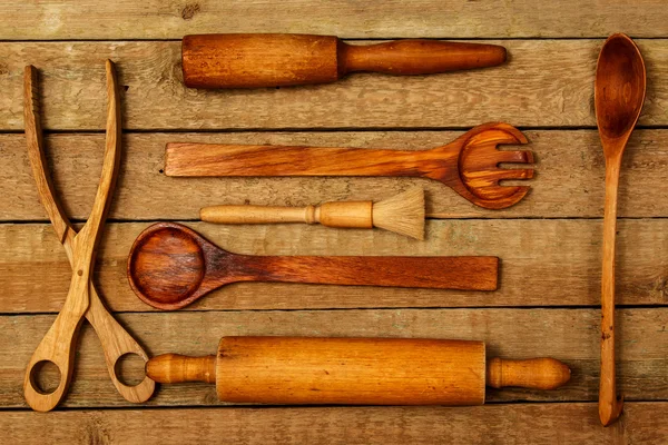 Utensílios de cozinha de madeira — Fotografia de Stock